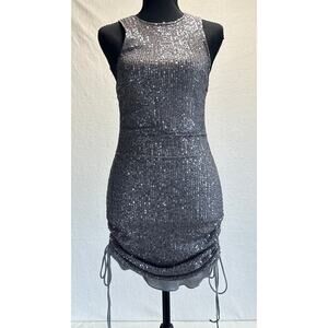 Motel Rocks Flirty Glamrock Silver Sequin Bodycon Racer Back Dress Size Small